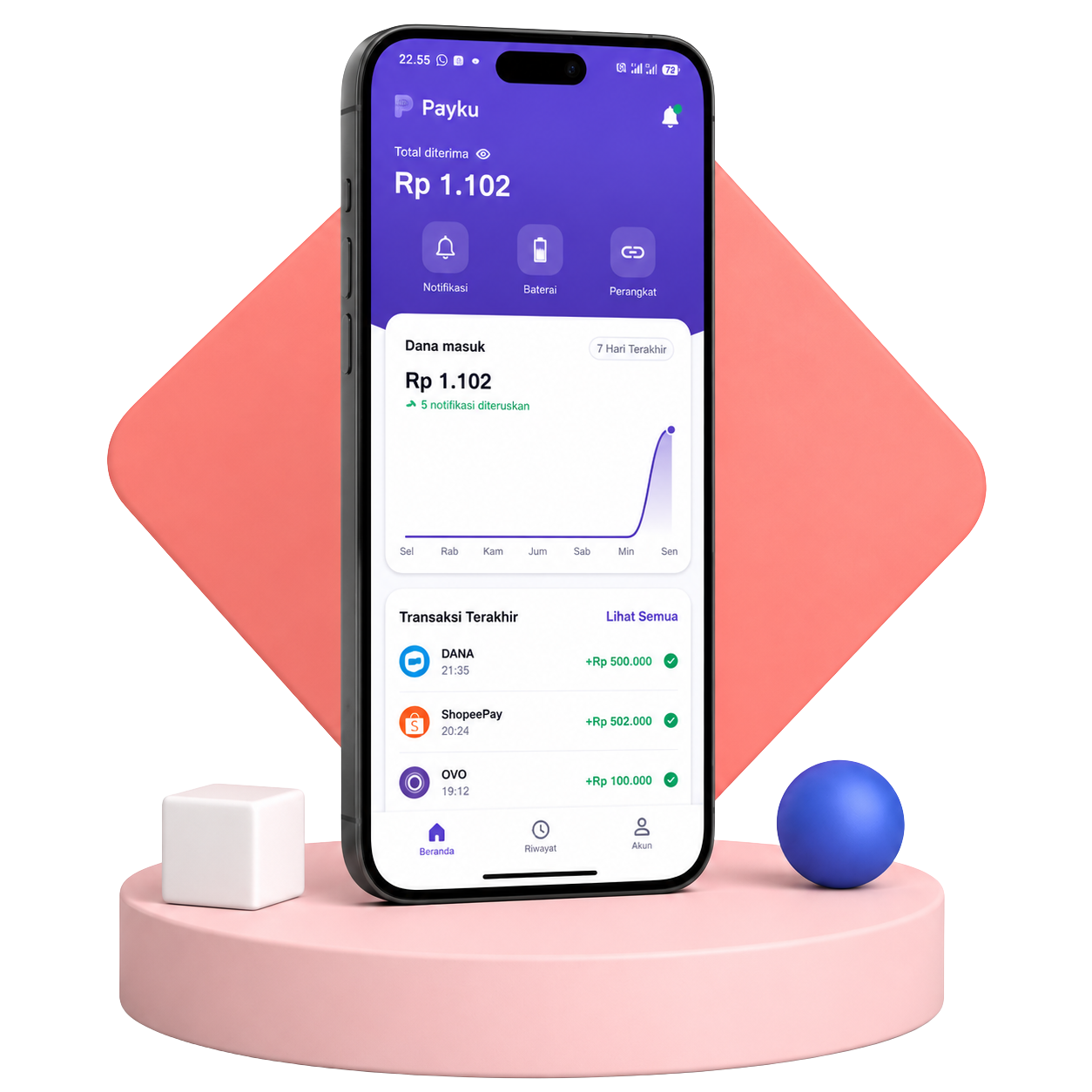 Payku mobile app showing a matched wallet payment